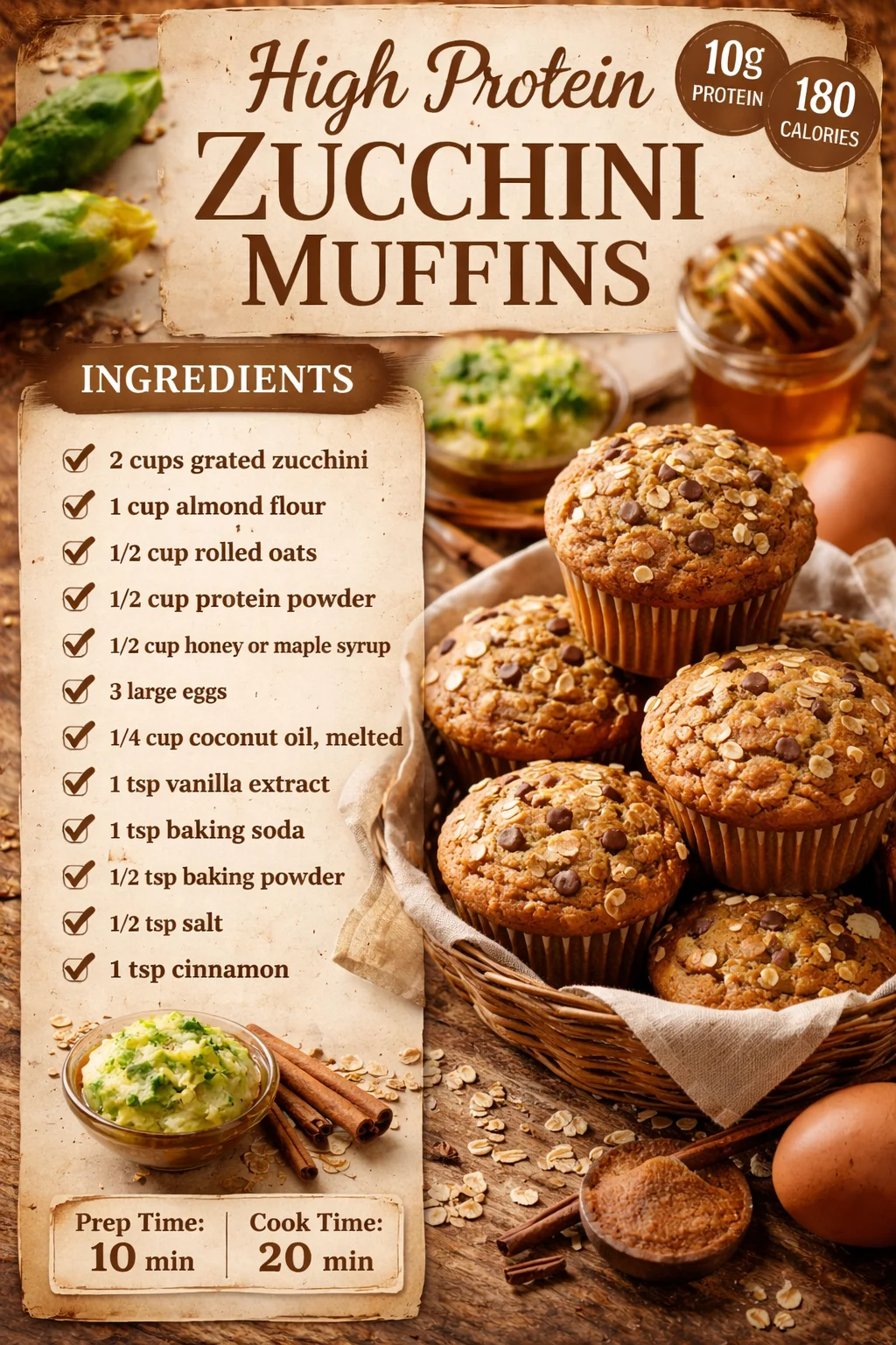 High Protein Zucchini Muffins