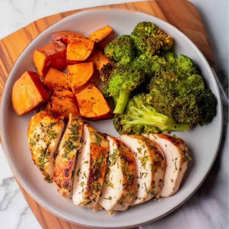 Juicy herb garlic baked chicken garnished with fresh herbs
