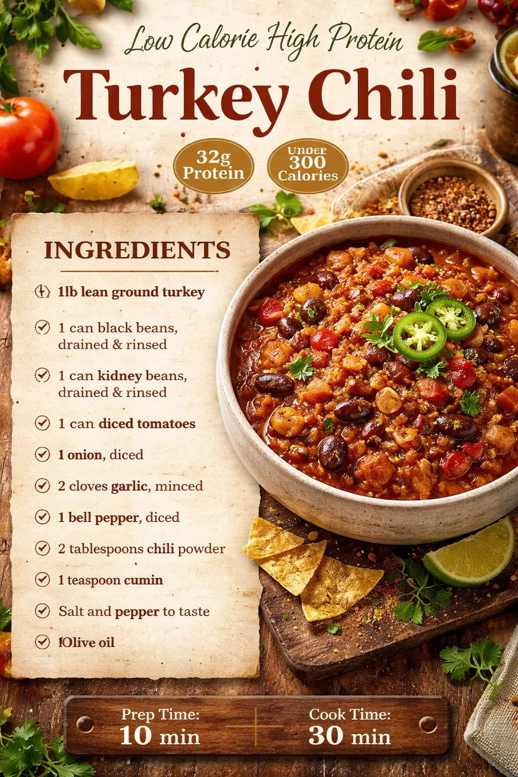 Low Calorie High Protein Turkey Chili
