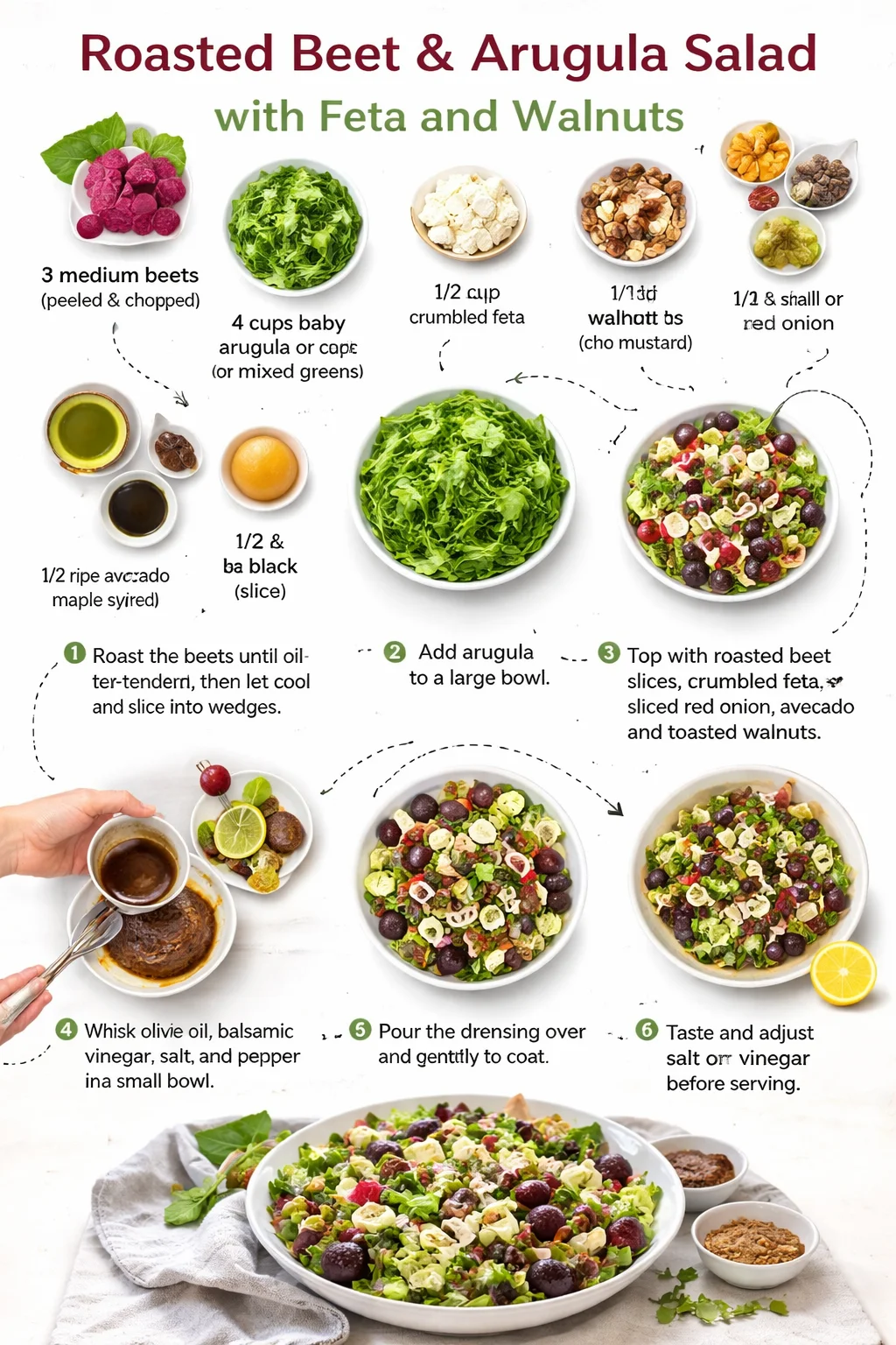 Roasted Beet & Arugula Salad with Feta and Walnuts