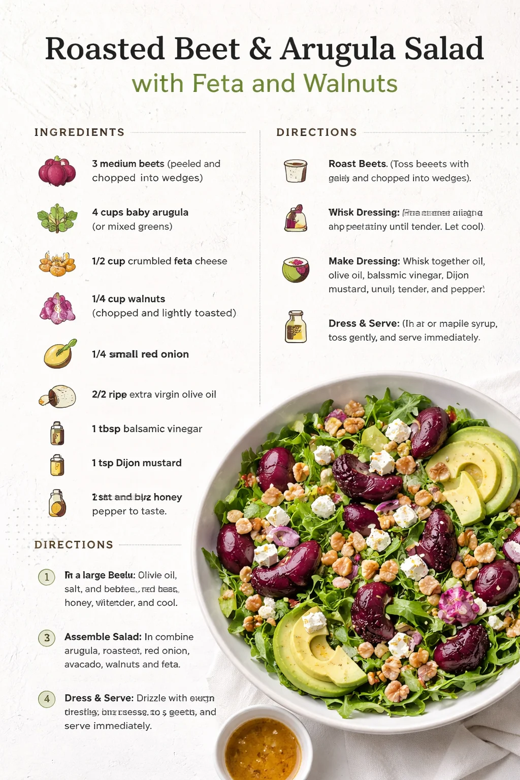 Roasted Beet & Arugula Salad with Feta and Walnuts