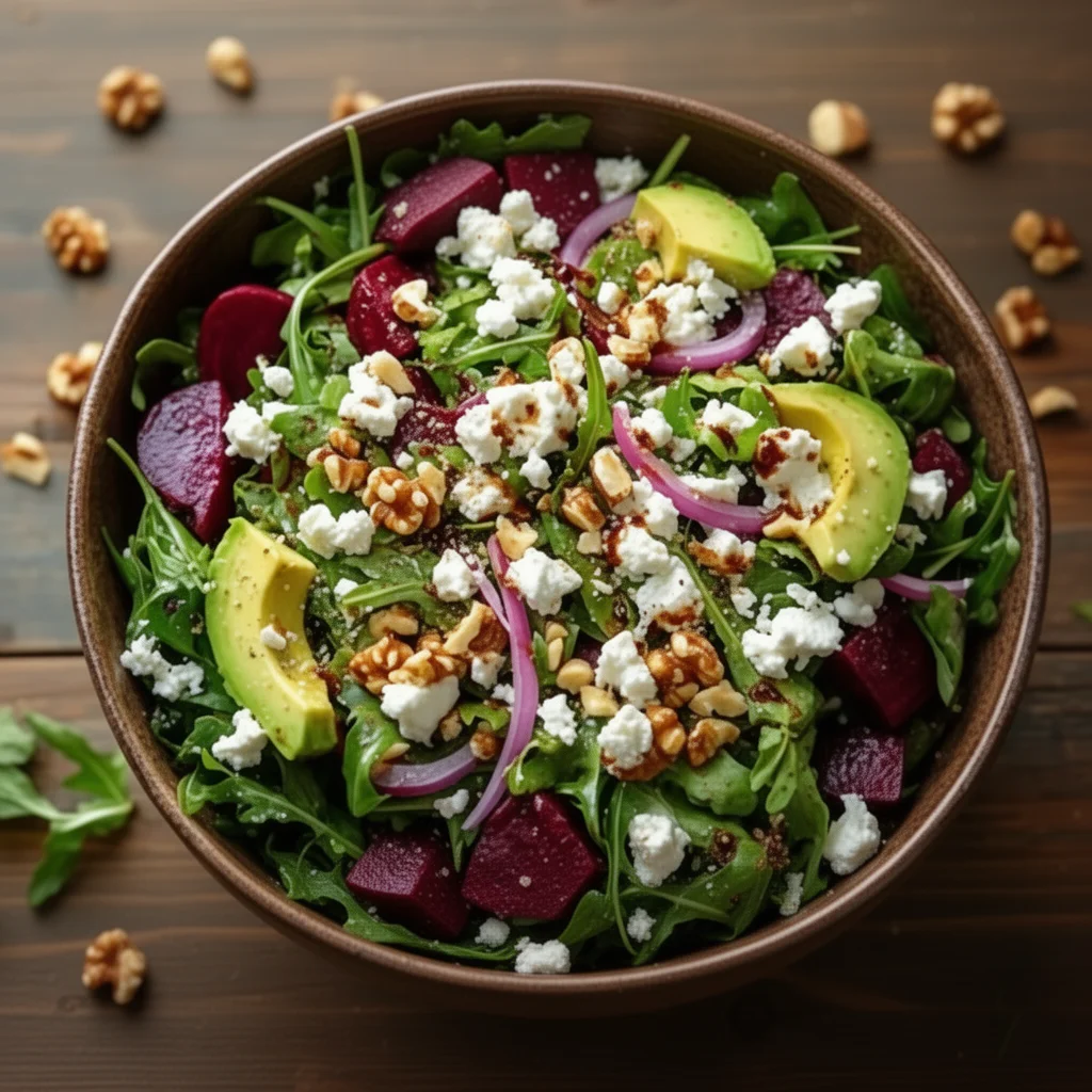 Roasted Beet & Arugula Salad with Feta and Walnuts