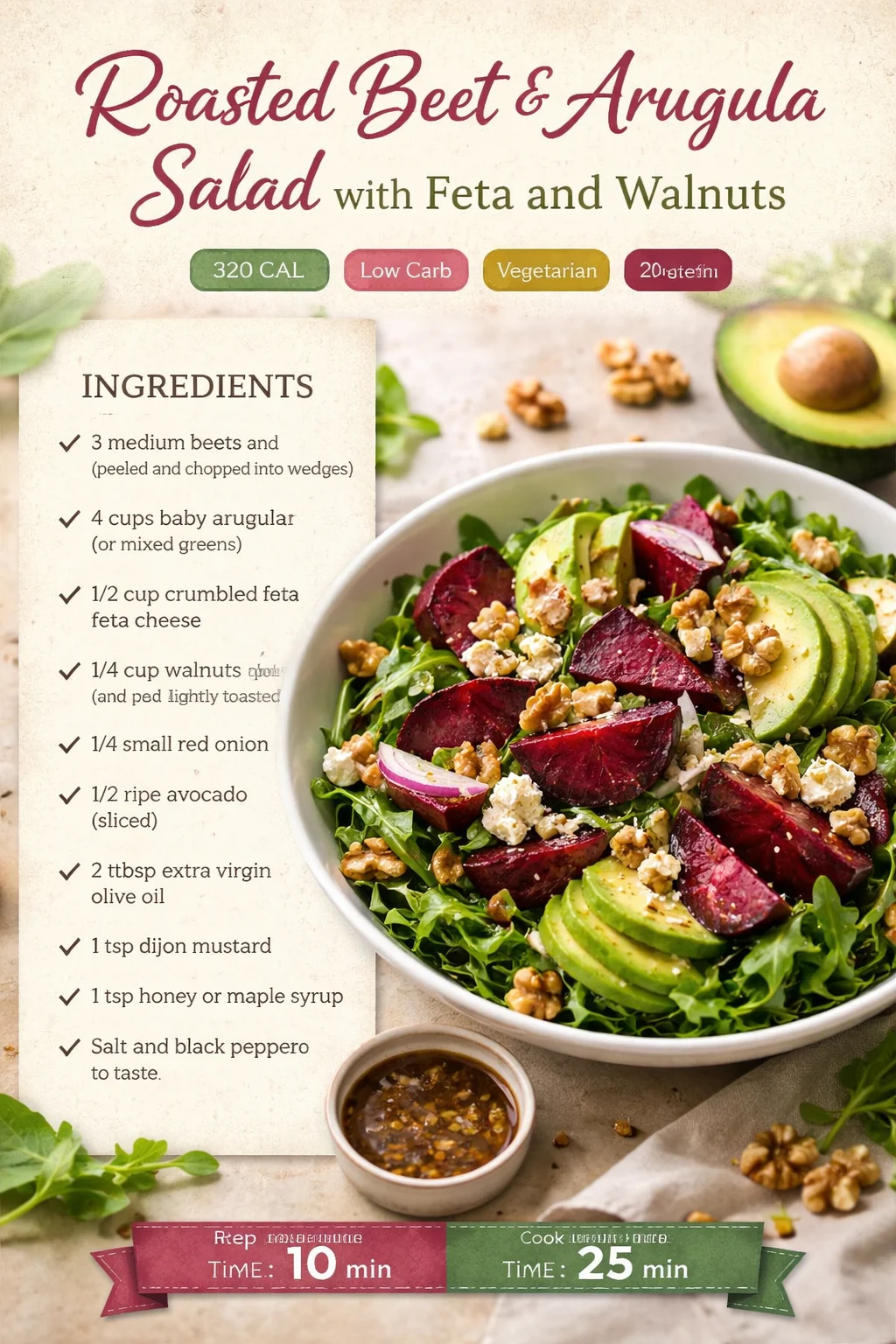 Roasted Beet & Arugula Salad with Feta and Walnuts