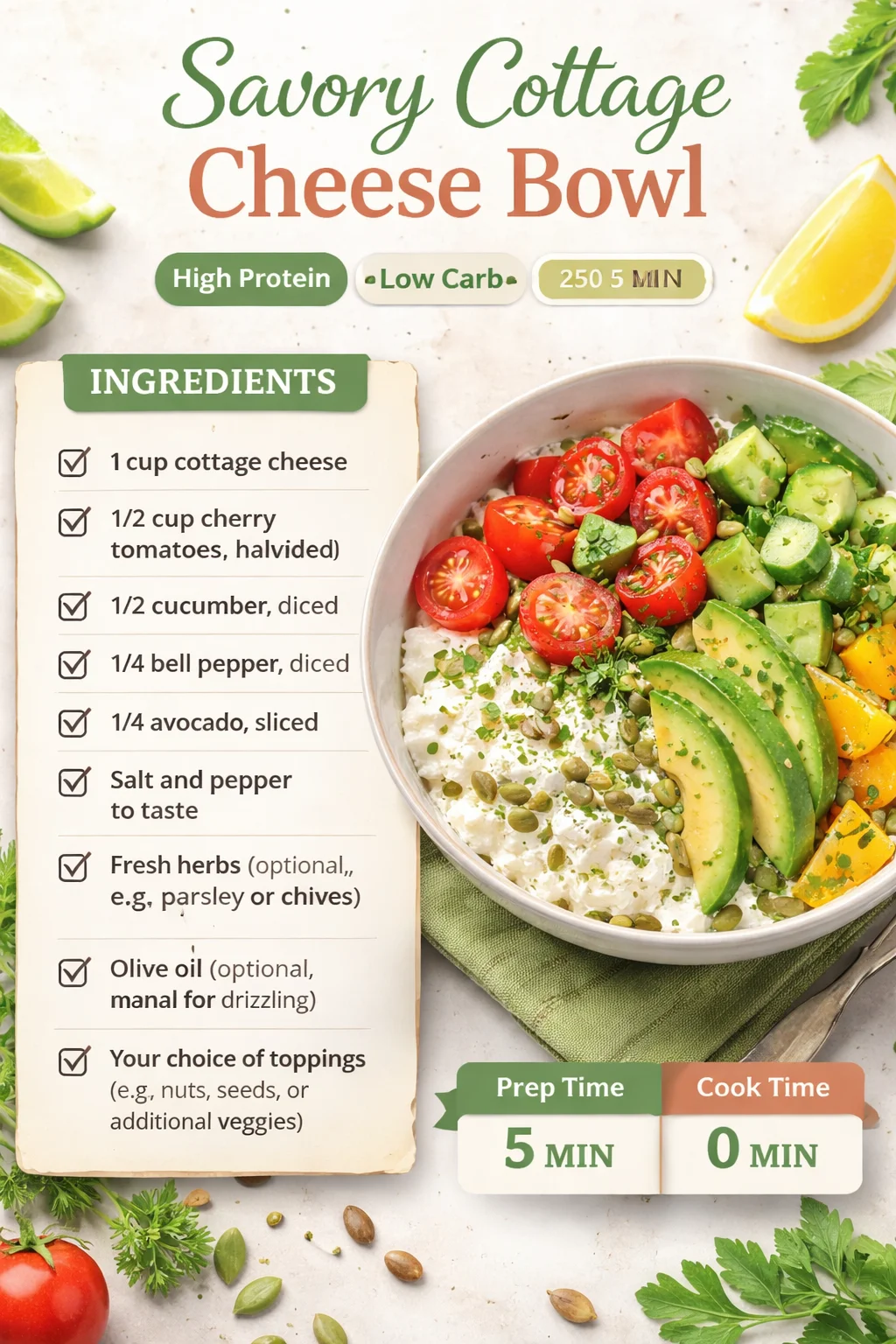 Savory Cottage Cheese Bowl