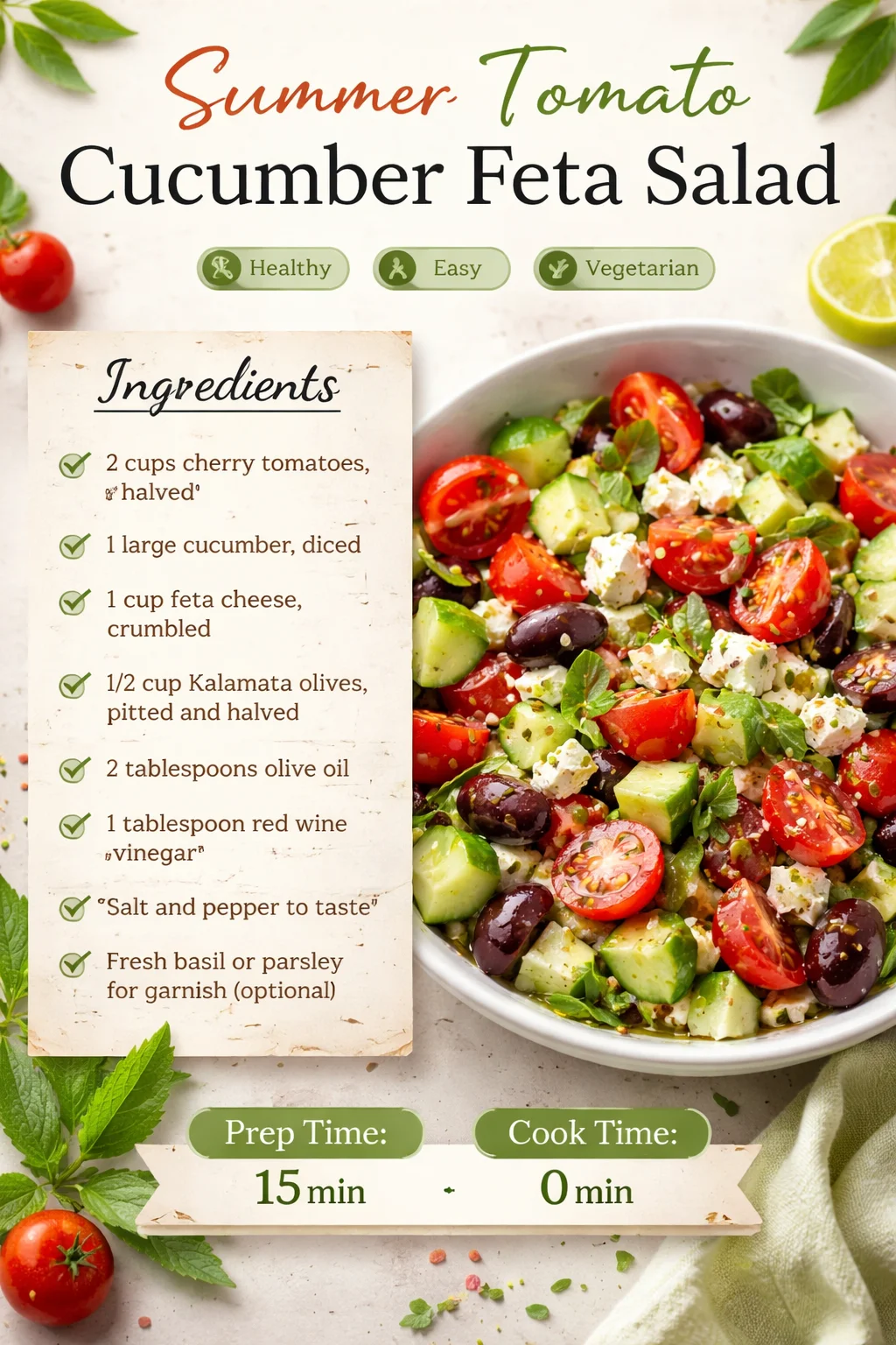 Summer Tomato Cucumber Feta Salad