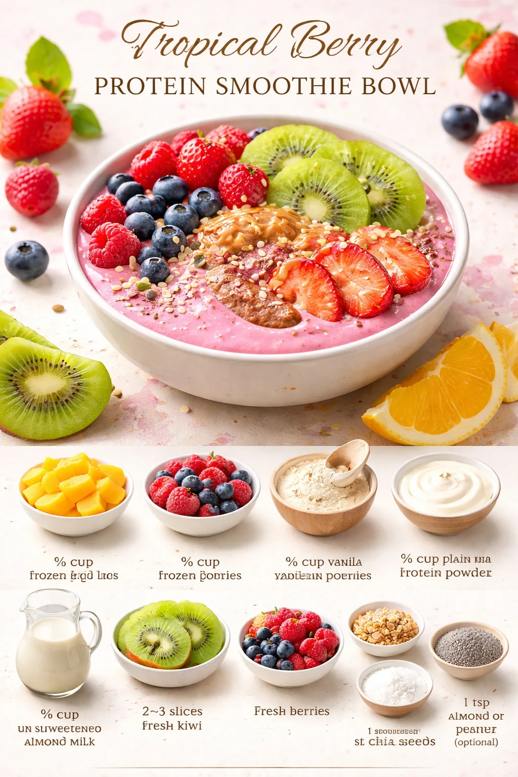 Tropical Berry Protein Smoothie Bowl