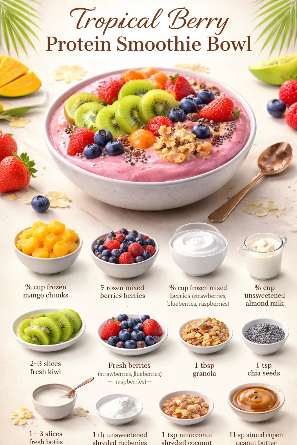 Tropical Berry Protein Smoothie Bowl