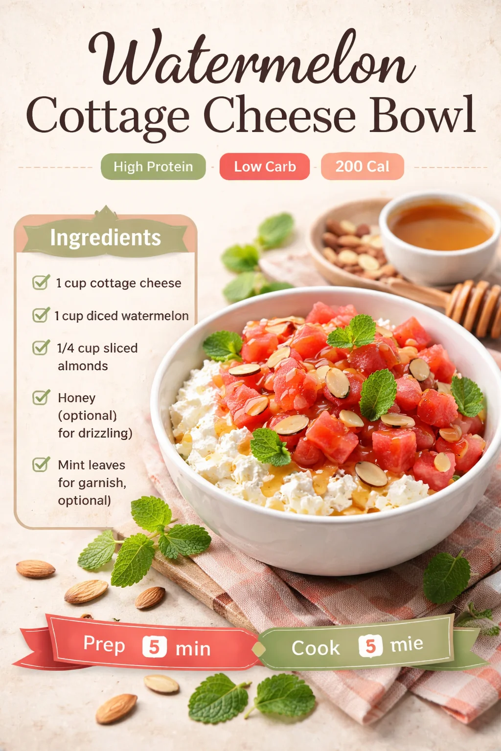 Watermelon Cottage Cheese Bowl