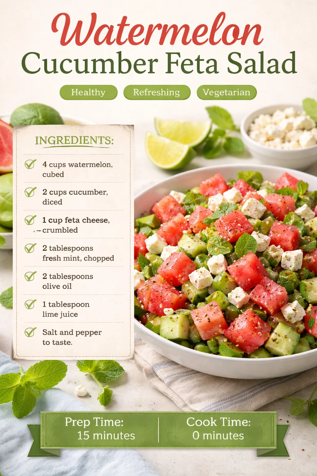 Watermelon Cucumber Feta Salad
