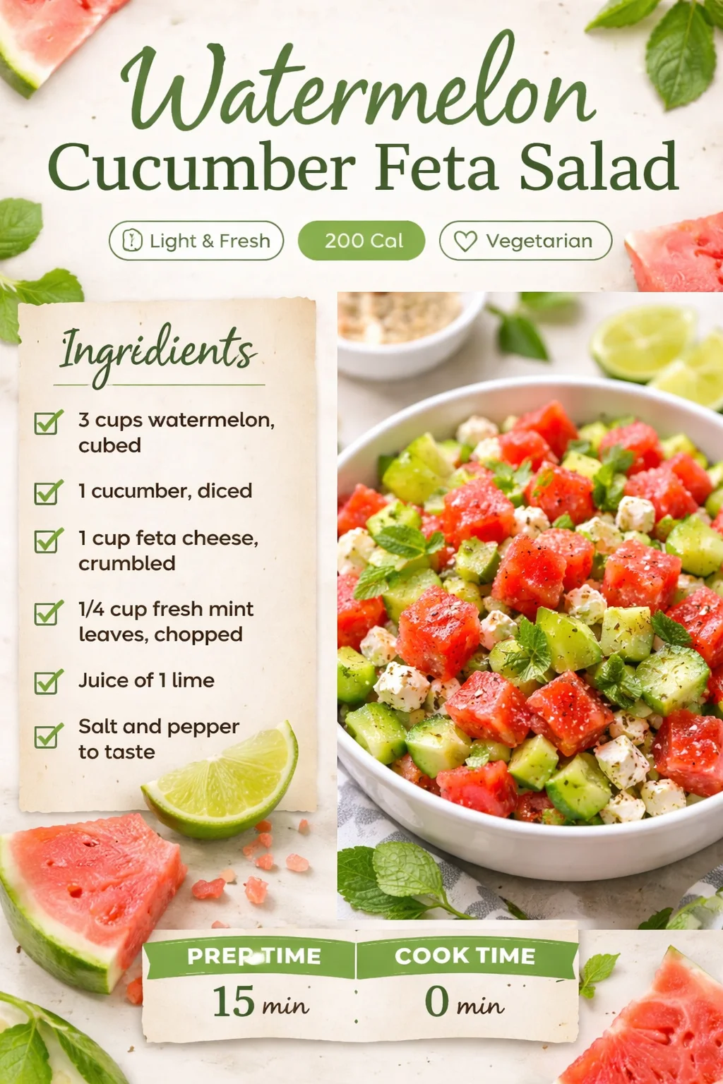 Watermelon Cucumber Feta Salad