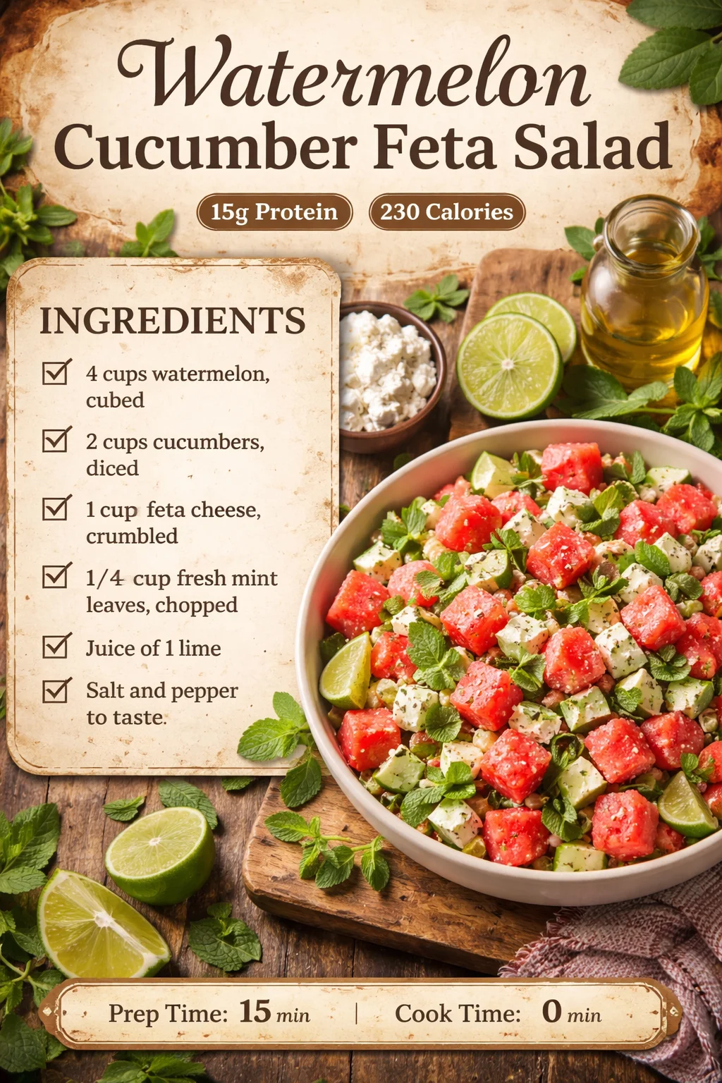 Watermelon Cucumber Feta Salad