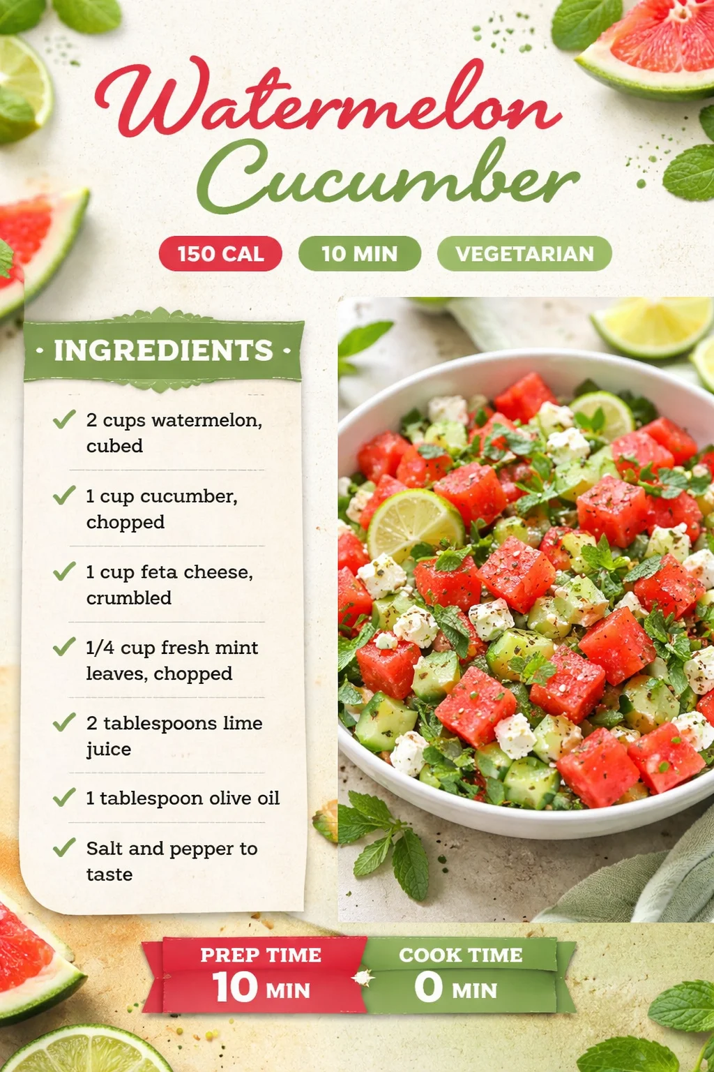 Watermelon Cucumber Feta Salad
