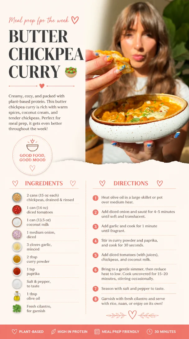 BUTTER CHICKPEA CURRY | Meal prep for the week
