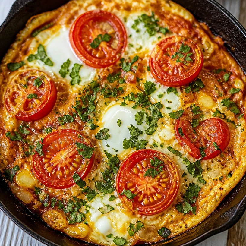 A delicious Afghani Omelette garnished with herbs and spices