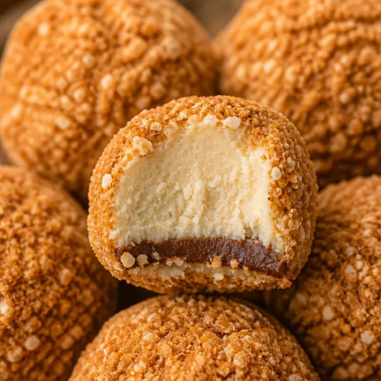 Delicious homemade cheesecake protein balls on a wooden table