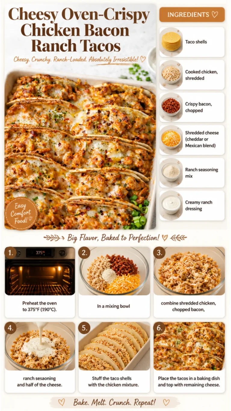 Cheesy oven-crispy chicken bacon ranch tacos served on a plate