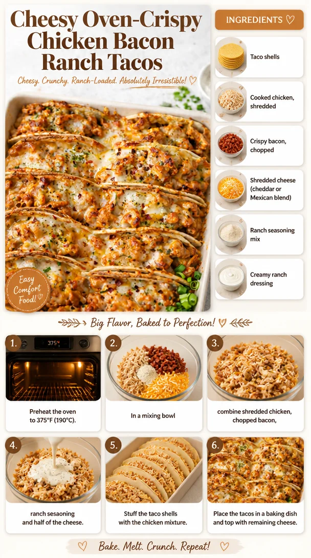 Cheesy Oven-Crispy Chicken Bacon Ranch Tacos