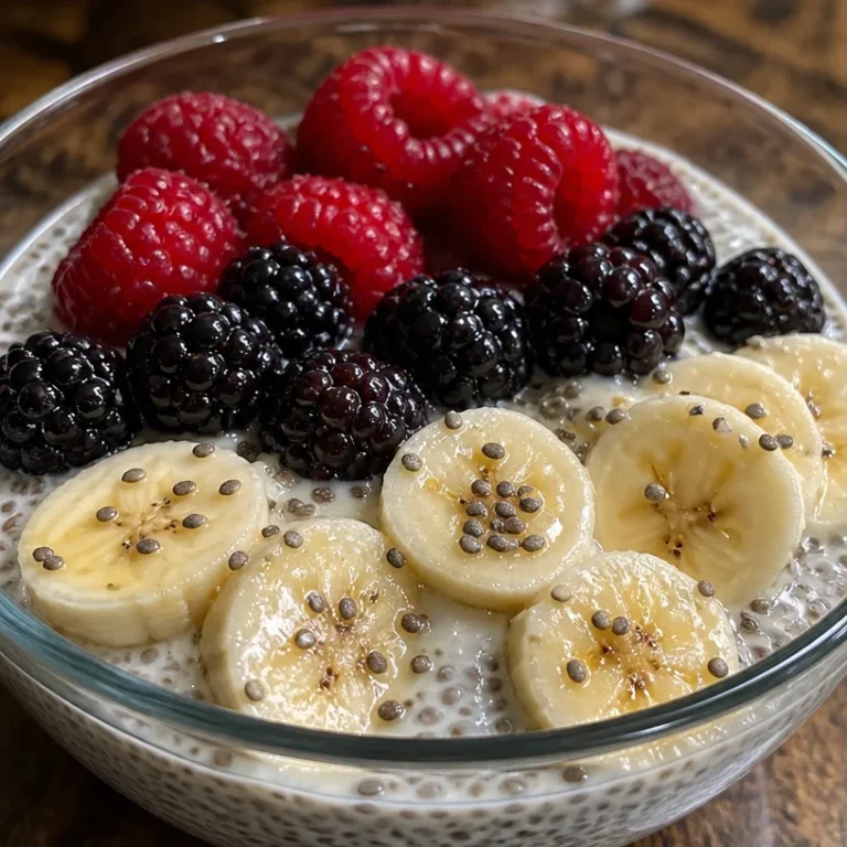 Delicious Coconut Chia Seed Pudding topped with fresh fruit