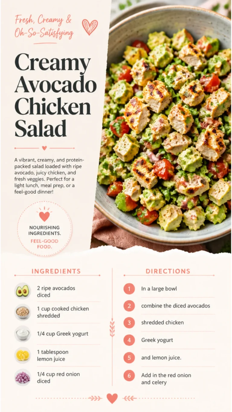 Creamy avocado chicken salad in a bowl with fresh ingredients