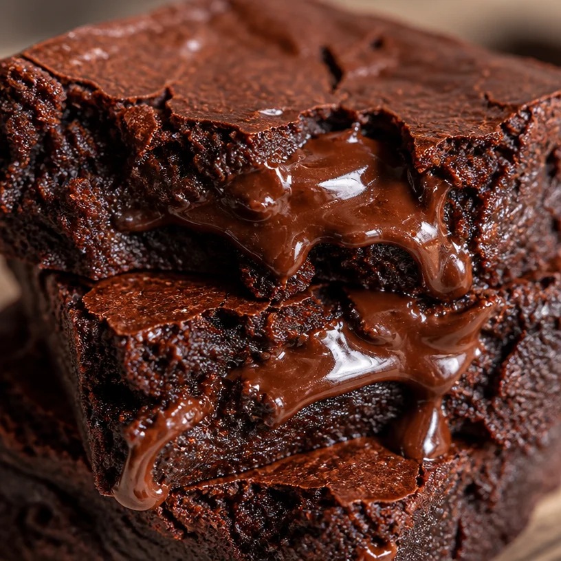 Easy 4-ingredient protein fudge brownies topped with chocolate and nuts