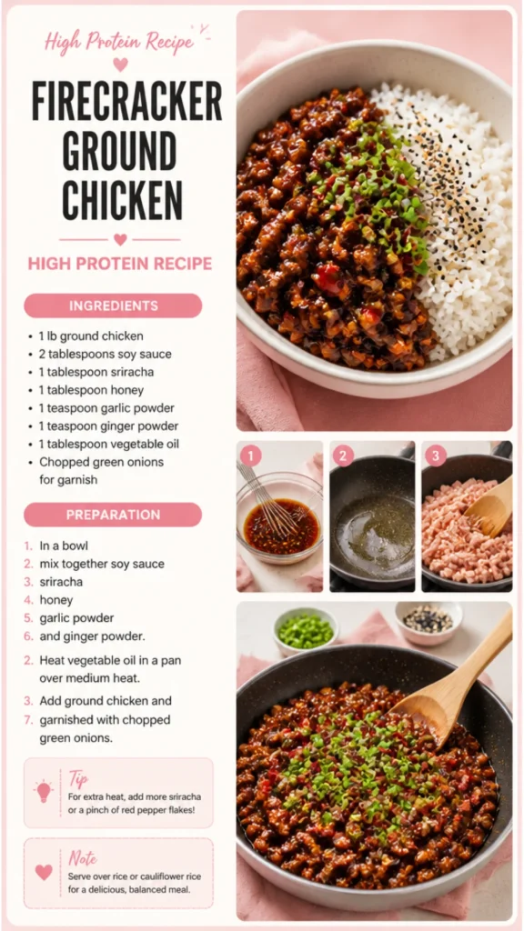 Firecracker Ground Chicken dish served in a bowl with colorful vegetables