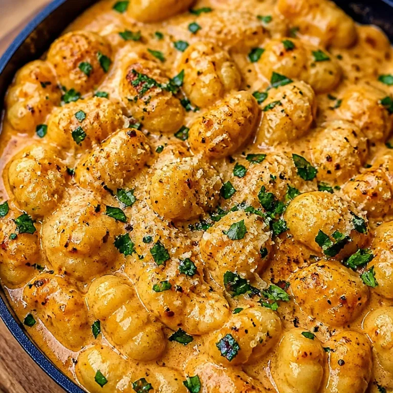 Delicious Garlic Cream Gnocchi served in a bowl with herbs