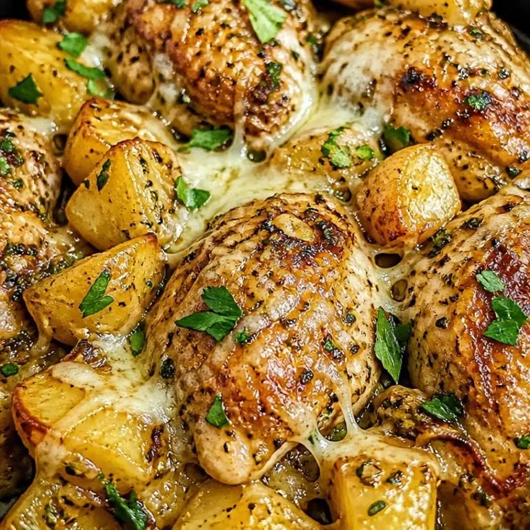 Garlic Parmesan Chicken and Potatoes served on a plate