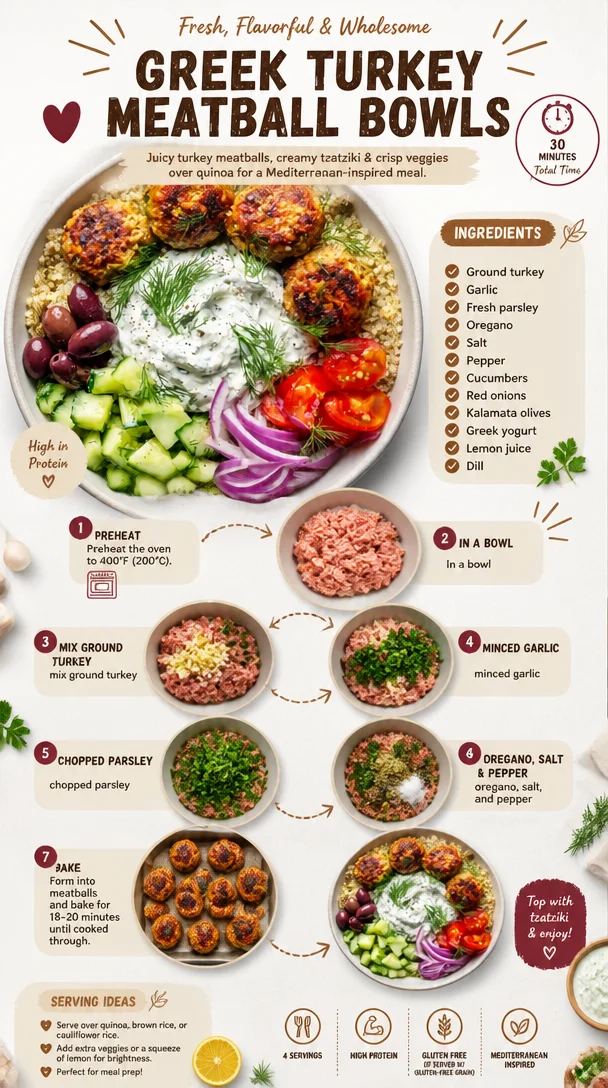 Greek Turkey Meatball Bowls
