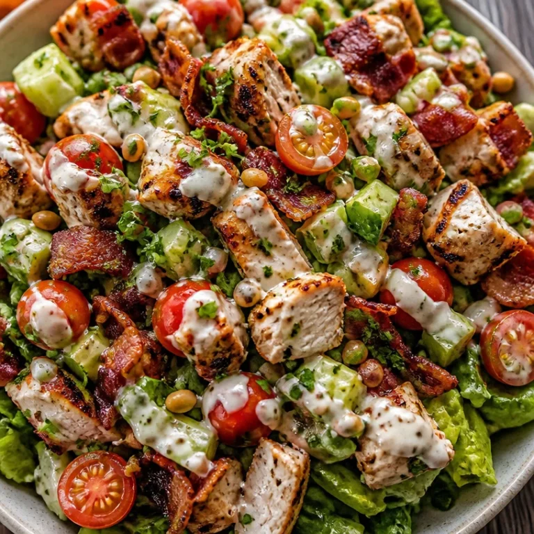 Fresh grilled chicken salad with mixed greens and vegetables