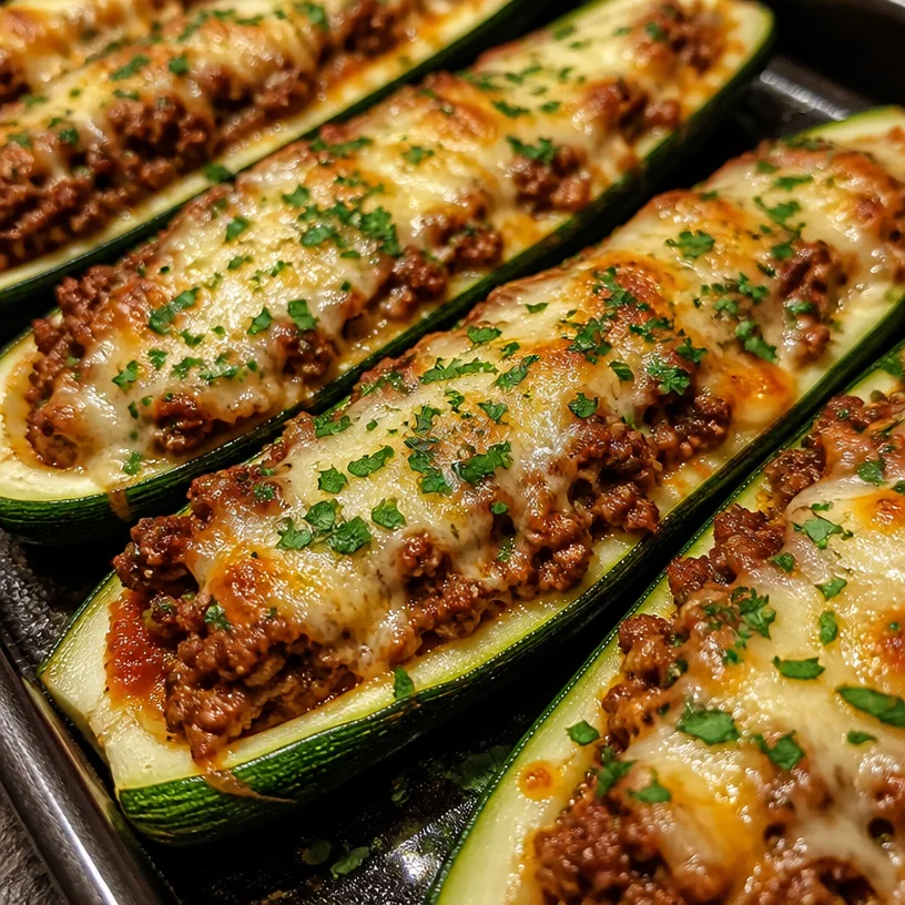 Ground Beef Zucchini Boats