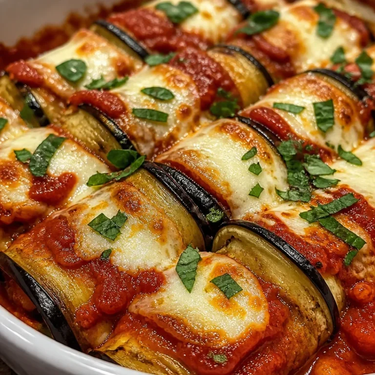 Healthy eggplant rollatini filled with ricotta cheese and fresh herbs