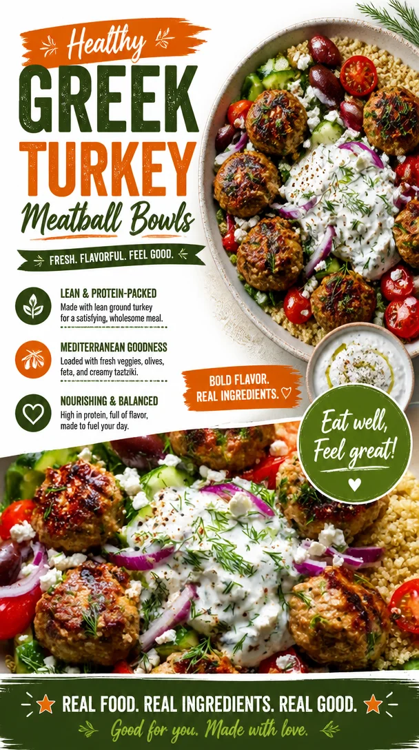 Healthy Greek Turkey Meatball Bowls