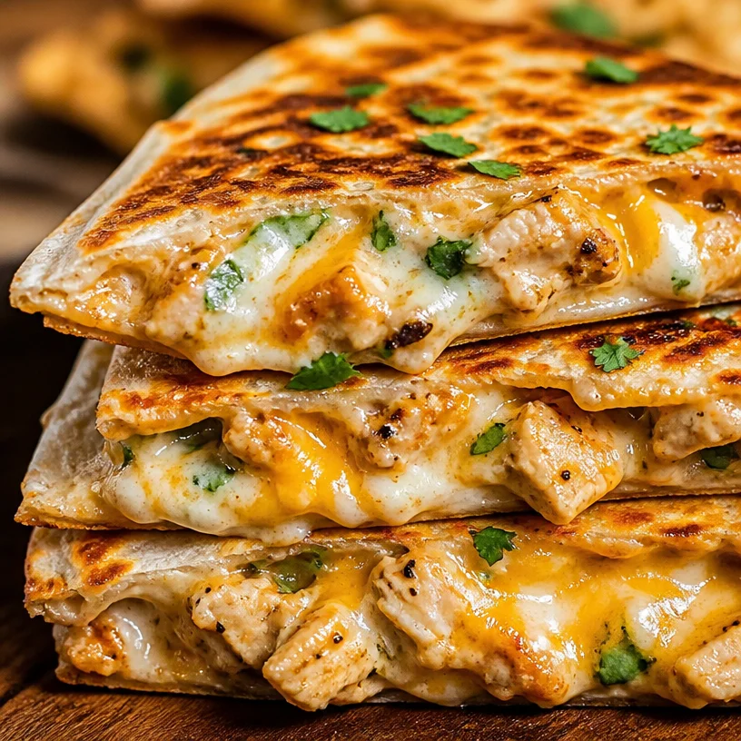 High-Protein Chicken Ranch Quesadilla featuring grilled chicken and ranch sauce
