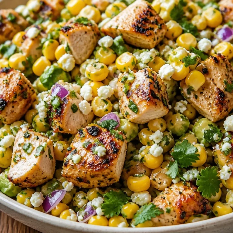 High Protein Chicken Salad with street corn and fresh ingredients