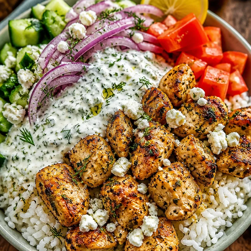 High Protein Mediterranean Lemon-Dill Chicken Bowls