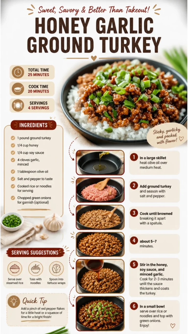 Honey Garlic Ground Turkey dish served with vegetables