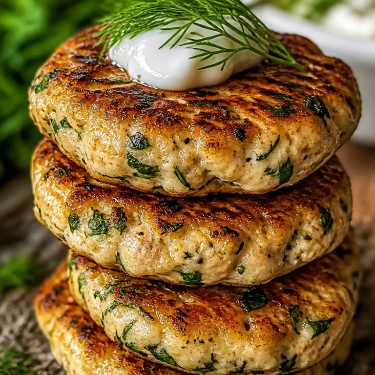 Plate of Mediterranean chicken patties garnished with herbs and served with sauce