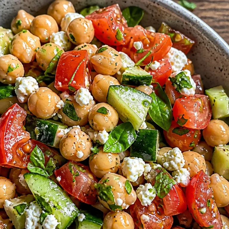 Colorful Mediterranean Chickpea Salad with fresh vegetables and dressing