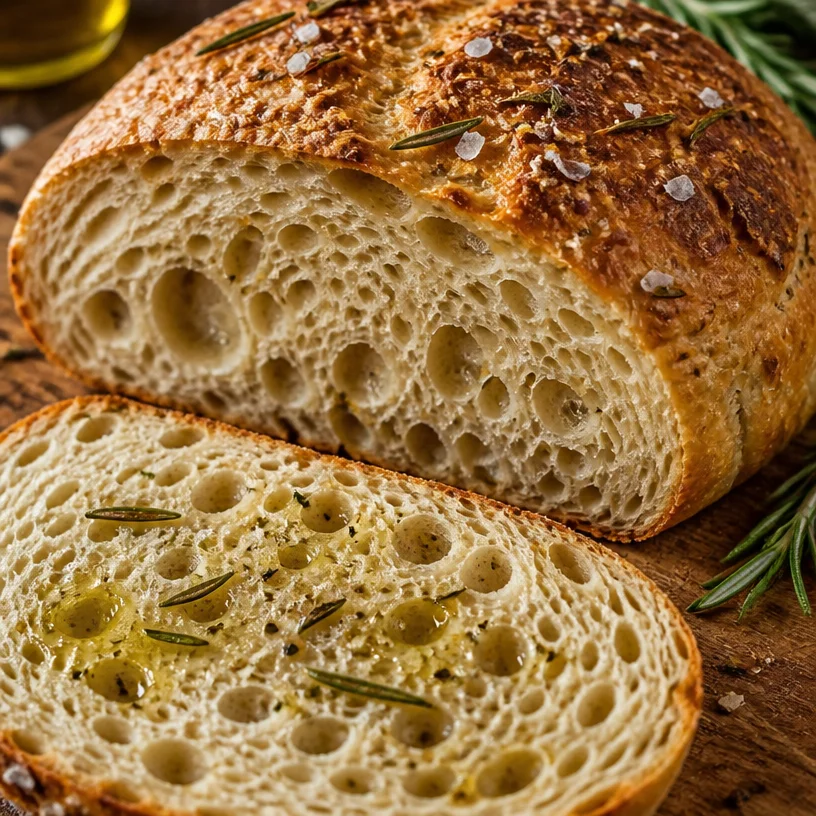 Homemade Mediterranean Diet bread with olive oil and herbs