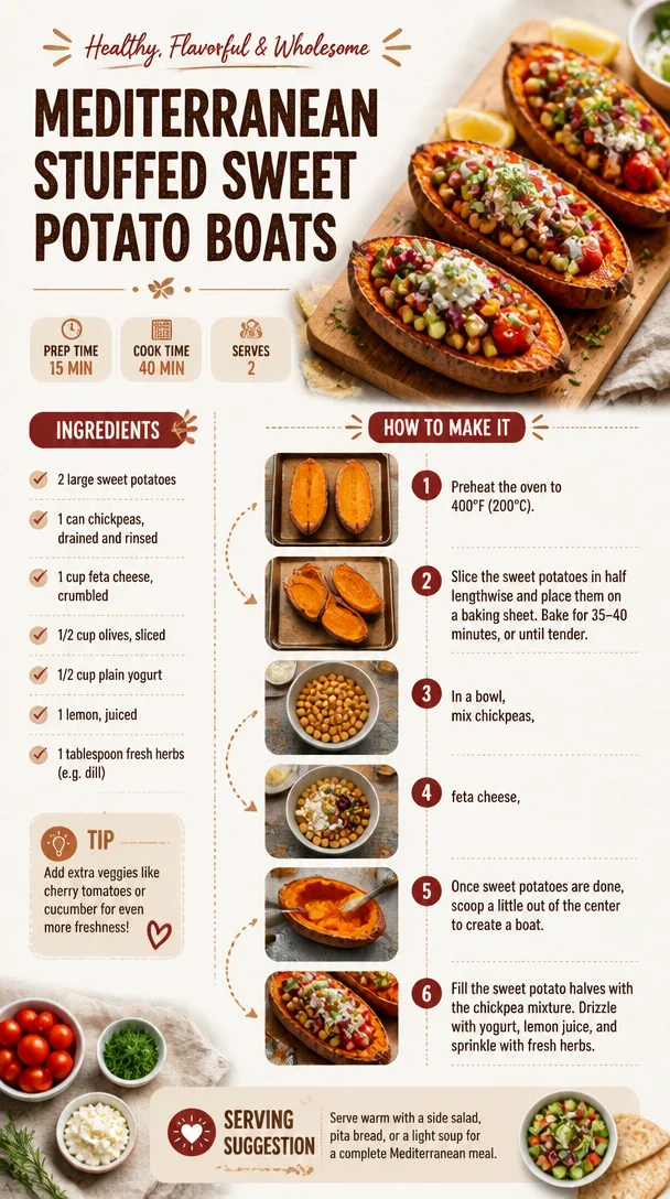 Mediterranean Stuffed Sweet Potato Boats