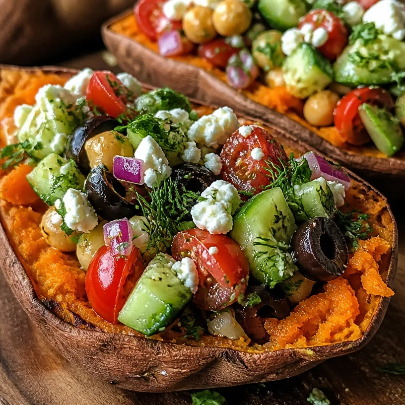 Mediterranean Stuffed Sweet Potato Boats