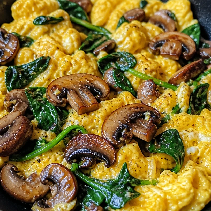 Mushroom Spinach Scrambled Eggs