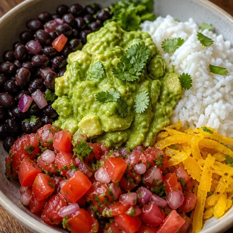 Colorful black bean bowls filled with fresh vegetables and garnished for a nutritious meal.