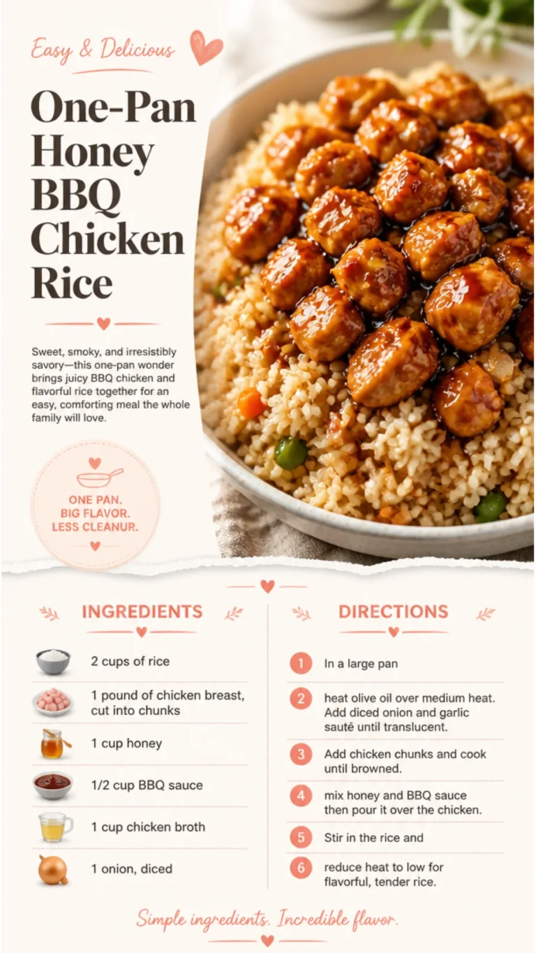 One-pan honey BBQ chicken served over flavorful rice