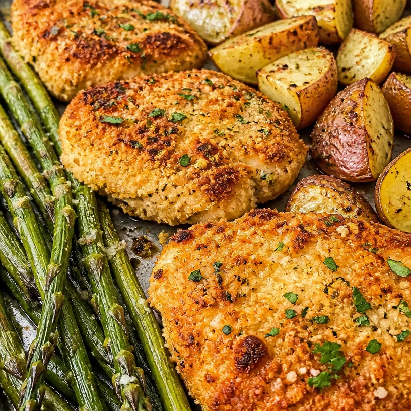 Parmesan Crusted Chicken Sheet Pan Dinner
