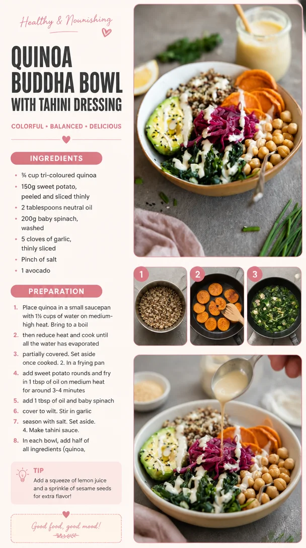 Quinoa Buddha Bowl with Tahini Dressing
