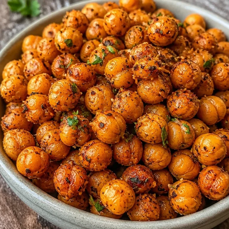 Bowl of crunchy roasted chickpeas seasoned with spices