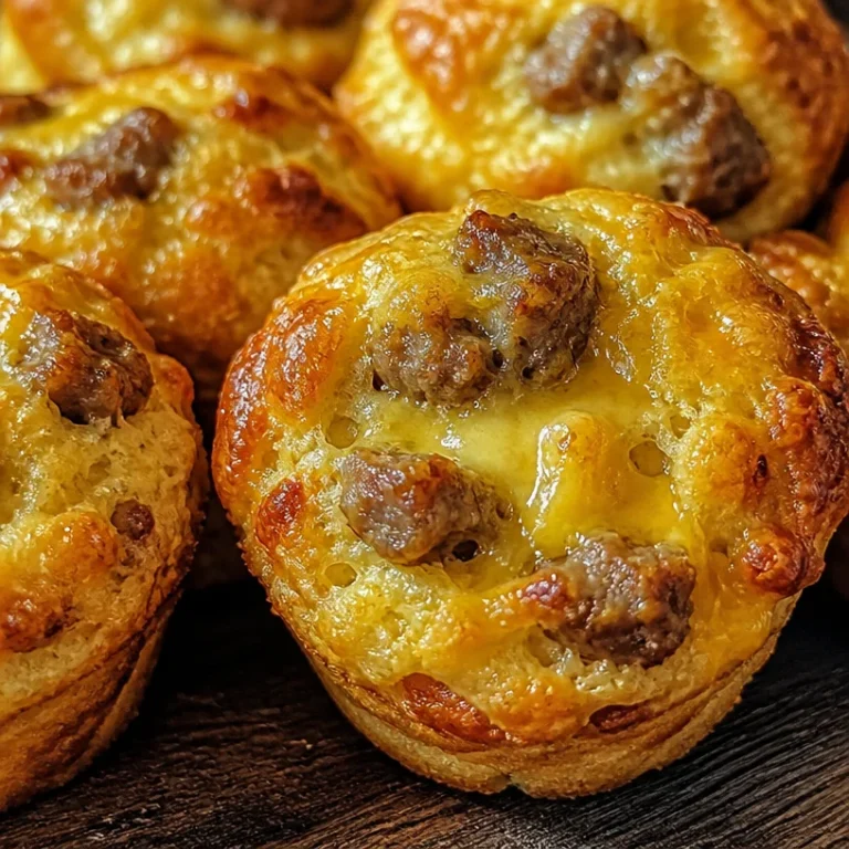 Sausage pancake muffins baked in mini muffin tins for a tasty breakfast treat.