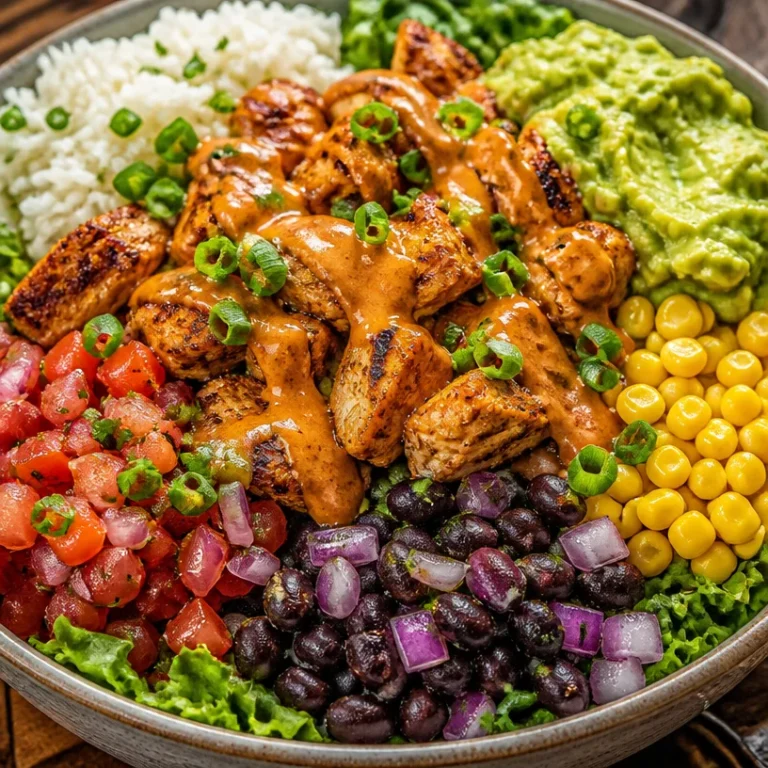 Delicious Southwest Chicken Bowls with fresh vegetables and spices