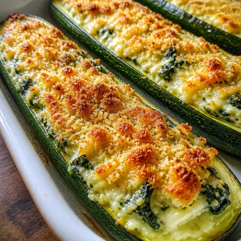 Delicious stuffed zucchini boats filled with vegetables and cheese